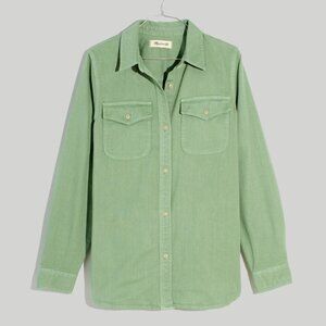 Madewell Plus Garment-Dyed Twill Shirt Jacket Shacket Green